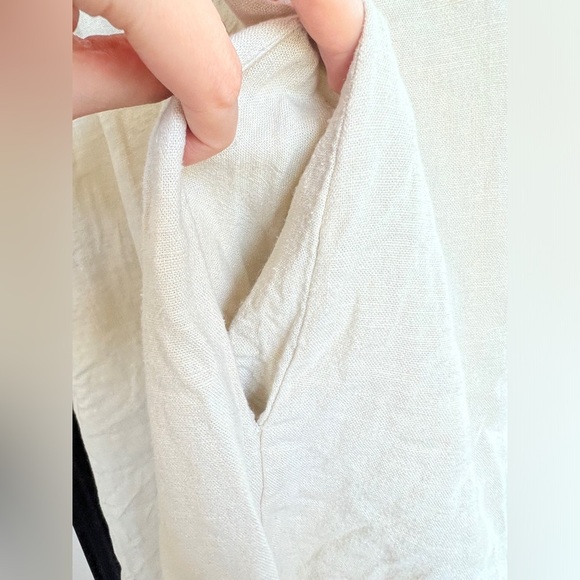 Briggs New York Womens Cream Boho Linen Blend Apron Ruffle Midi Dress Medium - Picture 5 of 7